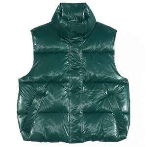 PINK Victoria's Secret Dark iridescent, Green Puffer Vest